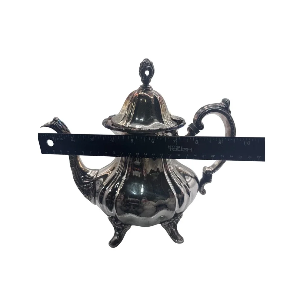 Vintage EPCA Lancaster Rose 400 Silverplate Teapot Ornate Footed Coffee Pot Rare